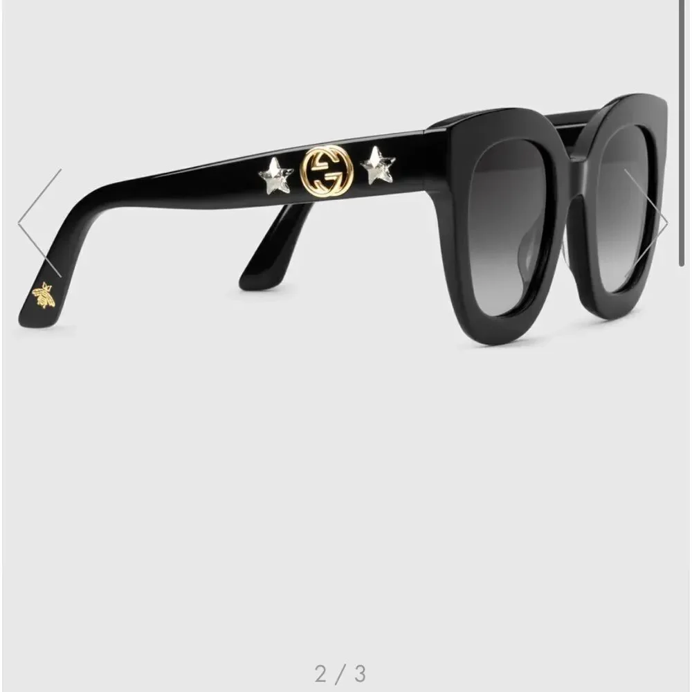 Gucci acetate star bee round frame sunglasses unisex mens/womens black